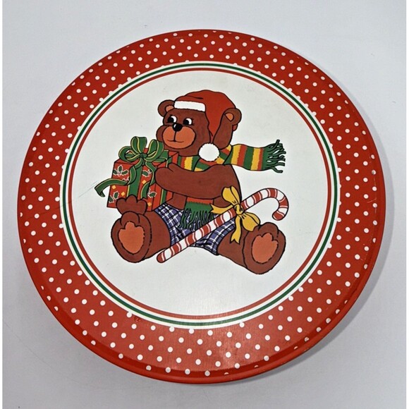 Vintage Decorative Christmas Teddy BearNesting Tins Canisters Set of 3 1980s - Picture 10 of 16